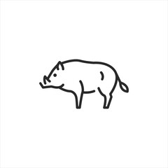 Boar icon. Simple line art icon of a wild boar, suitable for use in web design, educational content, and mobile apps. Vector illustration