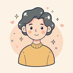 Minimalist person with a loving expression, crafted in an adorable doodle style, Generative AI