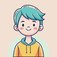 Minimalist person with a happy expression, crafted in an adorable doodle style, Generative AI