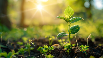 Environment Earth Day In the hands of trees growing seedlings. Bokeh green Background Female hand...