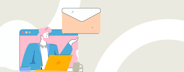 Flat vector illustration of business people operating work scene
