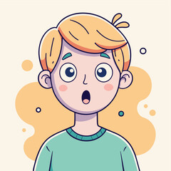Minimalist person with a surprised expression, crafted in an adorable doodle style, Generative AI