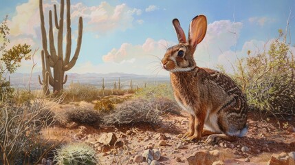 Cottontail rabbit in the Arizona desert