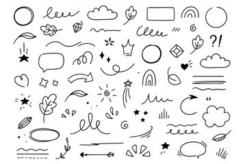 Cute Doodle pen line elements