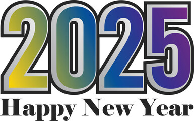 Happy new year 2025 design. with colorful number. 2025 design