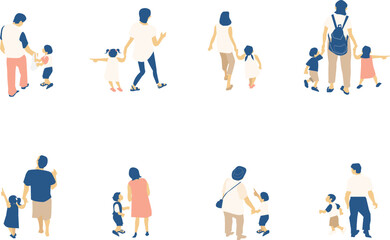 親子のイラストセット