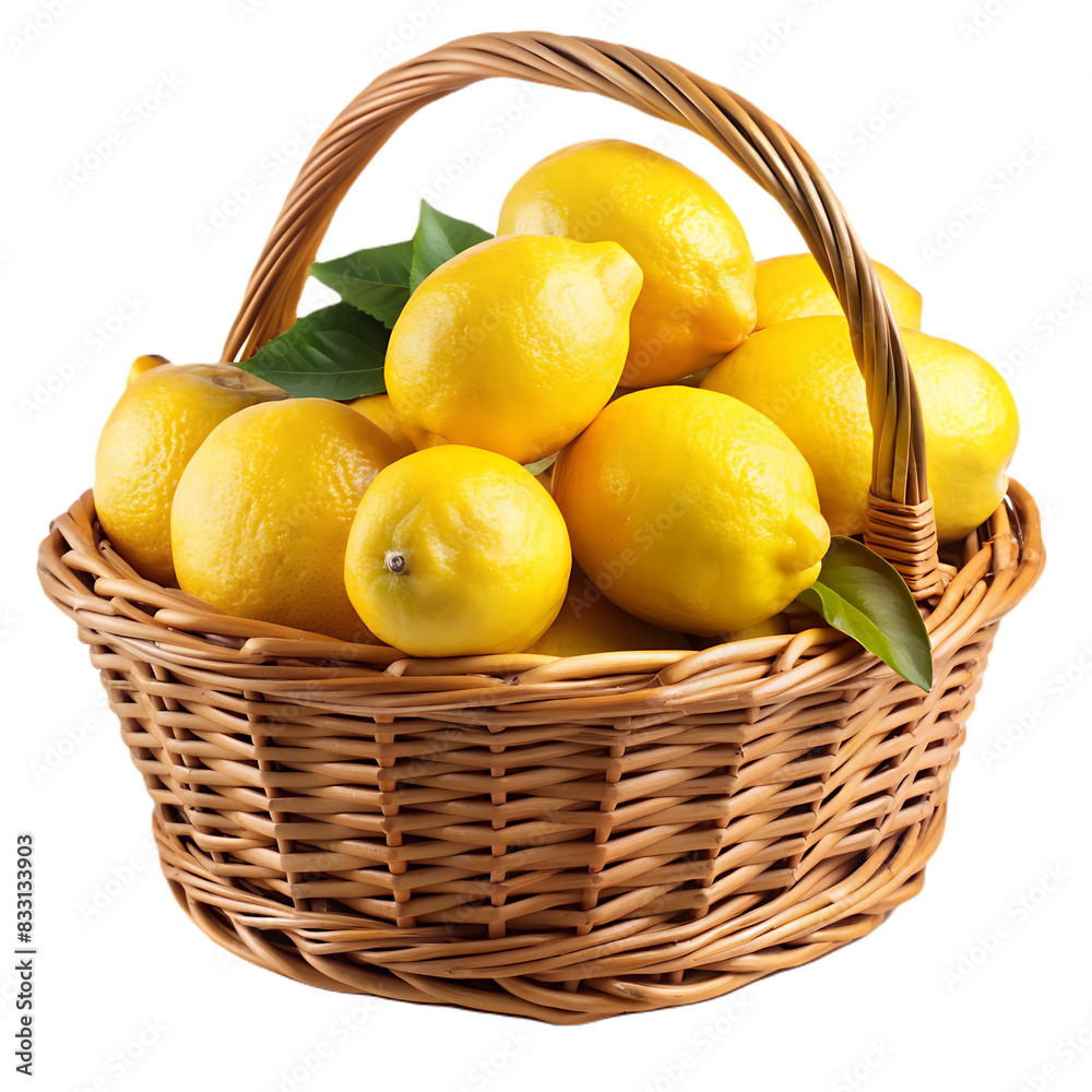 Poster lemons in basket