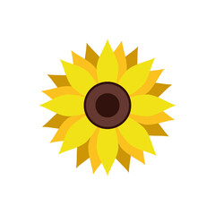 Vector yellow sunflower. Sunflower silhouette text frame Isolated on white background.
