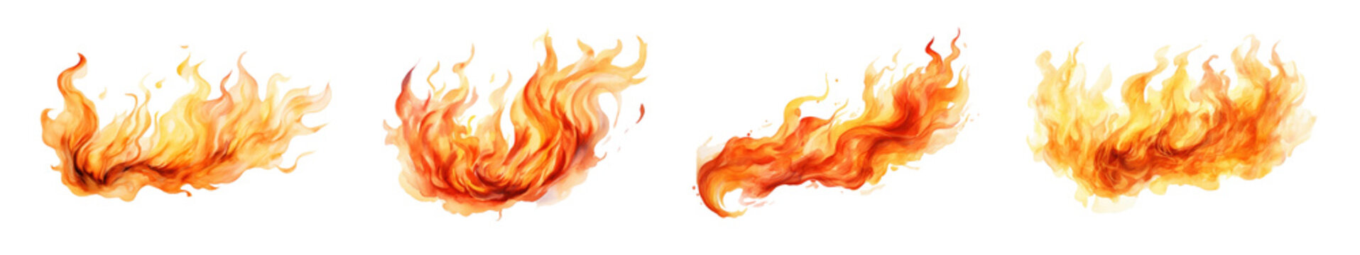 watercolor of flame illustration set