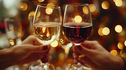 A close-up of colleagues toasting with glasses of vintage wine at a retirement farewell party for a senior executive.