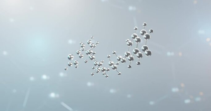 Brexpiprazole rotating 3d molecule, molecular structure of atypical antipsychotic, seamless video