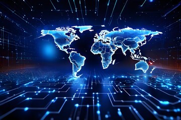 Fototapeta premium Digital background perfect for tech processes, neural networks, artificial intelligence, data transfer and encryption, digital archives, sound and graphic presentations, science, education, etc.