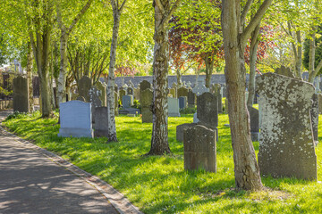 Dublin, Ireland - May 5 2024 "Beautiful morning at Glasnevin Cemetery in Dublin"