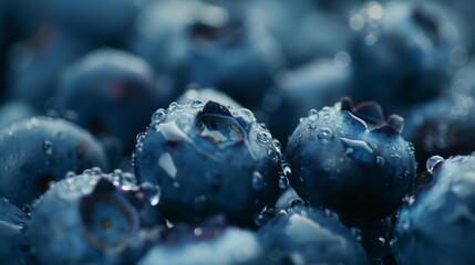 strawberries with blueberries water droplets on fruits 