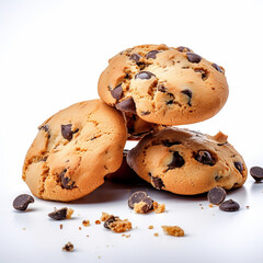 closeup of cookies on isolated white background 