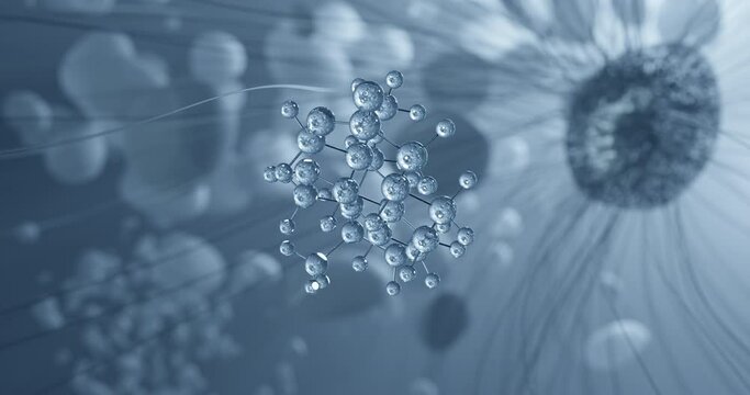 Oxandrolone rotating molecular 3d structure ball-and-stick model, looped video anabolic steroid