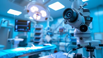 Fototapeta premium Modern equipment in operating room. Medical devices for neurosurgery.