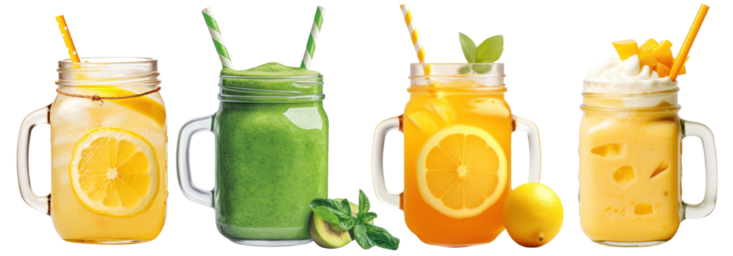 Fruit smoothie drink food set