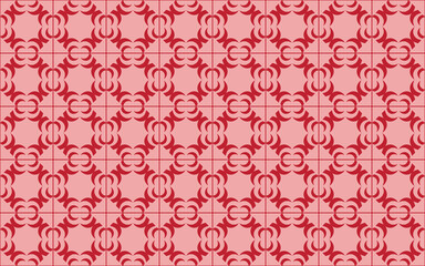 Geometric seamless pattern with red flowers, Tile pattern. Ceramic tiles. Vintage tiled. Seamless texture. red modern background. Floor ornament. png.