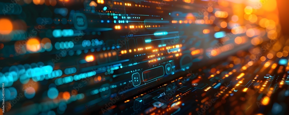 Poster secure digital transactions and encrypted data visualizations for online business and e commerce