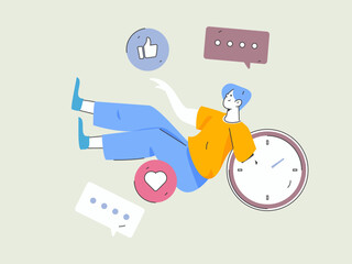 Flat vector illustration of business people operating work scene
