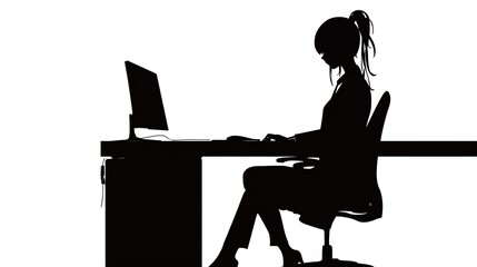 仕事をしているビジネスウーマンのシルエット11