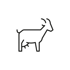 Goat icon. A simple outline of a goat, symbolizing farm life, agriculture, and sustainable farming practices. This icon is ideal for use in materials related to farming and rural. Vector illustration