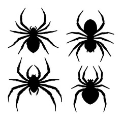 spider set vector design black silhouette logo