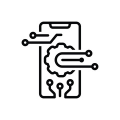 Black line icon for technology 