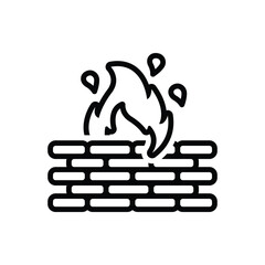 Black line icon for firewall 