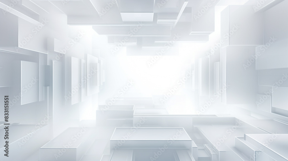 Wall mural modern white and light grey square overlapped pattern on background with shadow. white background. m
