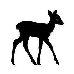 Black Silhouette a fawn with white background