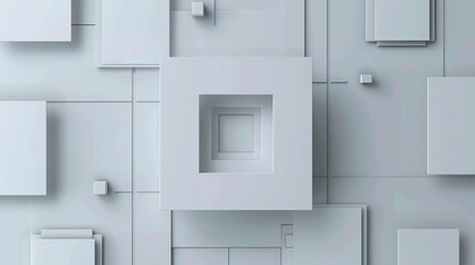 abstract 3d square white technology communication concept background. Random shifted white cube square boxes block background wallpaper banner with copy space.