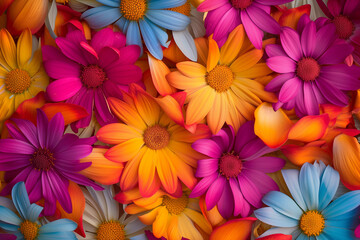 Fototapeta premium colorful flowers background Whimsical Daisies in a Rainbow Gradient 