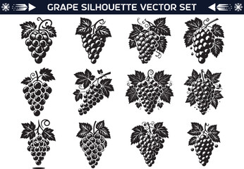 Grape Fruit silhouette design illustration bundle