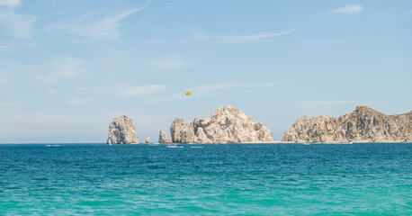 Panoramic view of El Arco in Los Cabos, in the bay of Cabo San Lucas Baja California Sur. summer vacation in Baja
