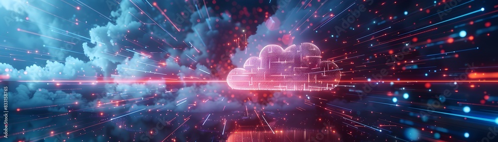 Poster remote work efficiency powered by cloud computing and seamless data flow