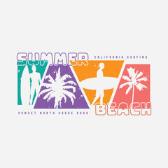 Summer beach graphic t-shirt and apparel design
