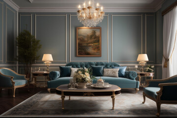 Interior design. Computer Generated Image Of Modern apartment living room. Architectural Visualization. 3D Render.
