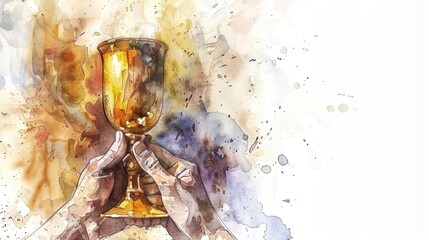 Obraz premium A painting of a cup with two hands holding it