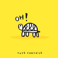 Hand drawing doodle cute tortoise ,Cute tortoise  in simple cartoon style, Cute animal,Cute turtle