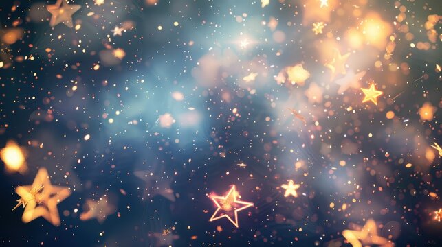 Create a sense of wonder and awe with a photo featuring a classy certificate banner surrounded by a celestial display of shining lights and falling star particles.