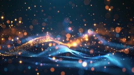 Emphasize the professionalism of a corporate template with a refined design featuring lights and falling star particles, conveying a sense of sophistication and excellence.