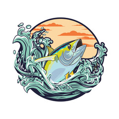 Naklejka premium tuna boat fishing illustration logo vector image t shirt