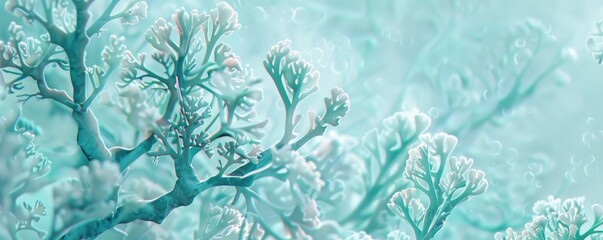 corals on a light blue background.