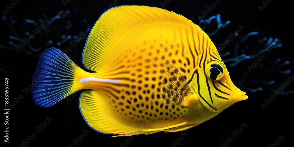 Wall mural Yellow tang fish on coral reef