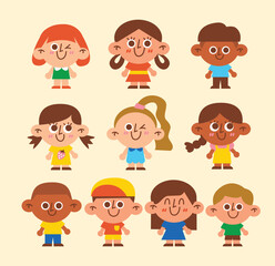 Children Kids Emoticon Sticker Illustration Collection