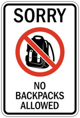 No backpack allowed sign