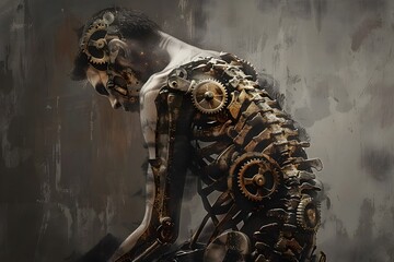 Rusty Gears Illustrating Joint Pain in a Mechanical Body