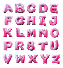 balloon shape 3d alphabet letter, pink color,  transparent background